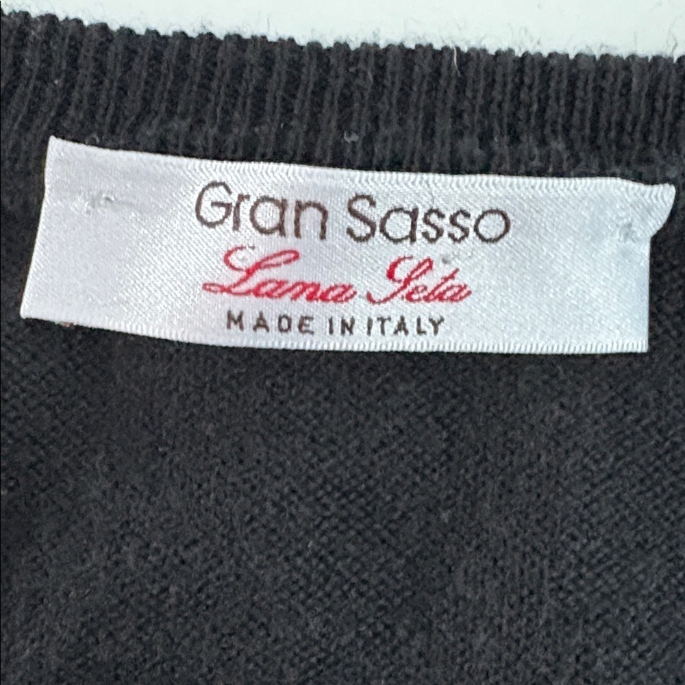 Gran Sasso Made in Italy wool silk blend black crewneck long sleeve sweater - Picture 10 of 16